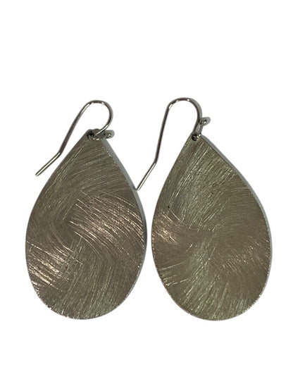 Brushed Silvertone Statement Earrings Fishhook Pierced 1.9 Inch Drop Dangle