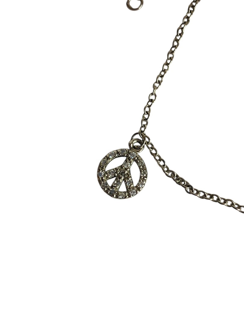 Silvertone Anklet Charms Peace Wishbone Horseshoe 10 Inch