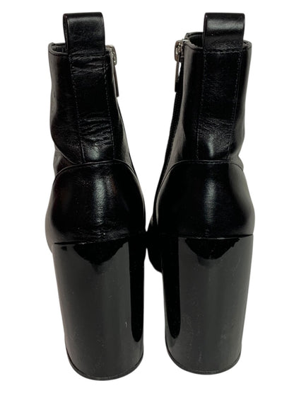 Size 6 Vince Camuto Womens Black Leather Booties 4 Inch Block Heel Enverna
