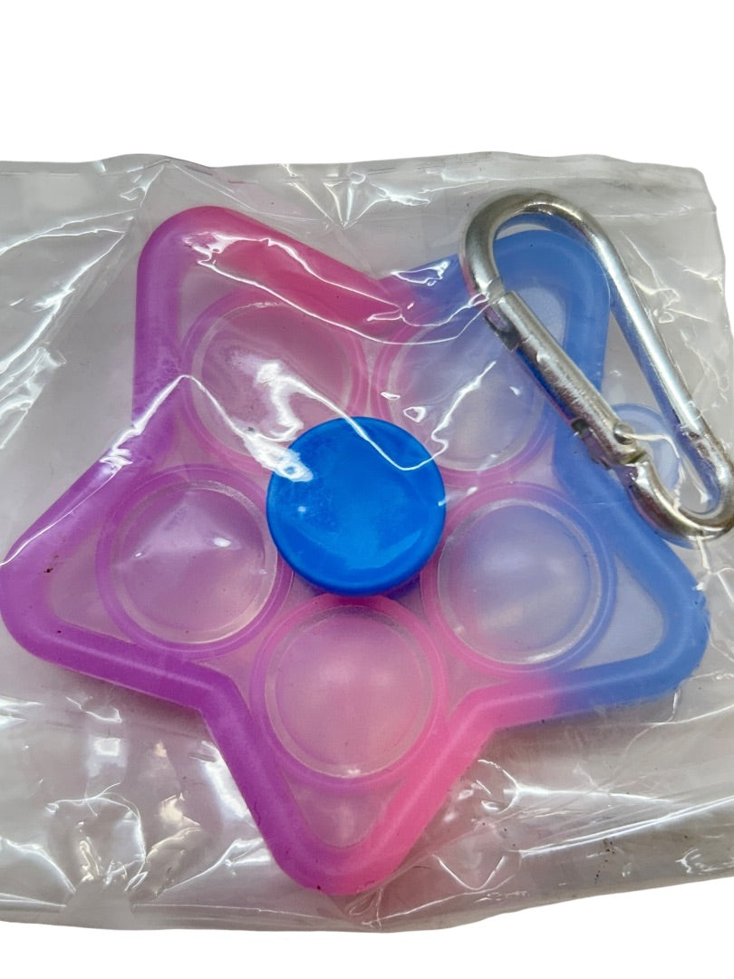 Lot of 5 New Fidget Spinners with Carabiner Clip Pop Star Flyer Multicolor