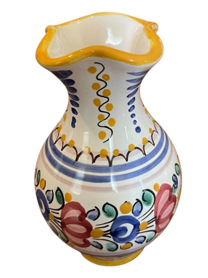 Modra Slov Ludova Majolika Handpainted Small 4" Floral Bud Vase C-104-02