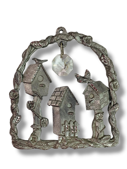 Spoontiques Pewter Ornament Suncatcher Prism Birdhouses 3" #2387