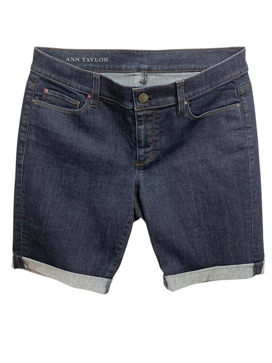 Size 8 Ann Taylor Womens Jean Shorts Stretch Denim Dark Wash Cuffed