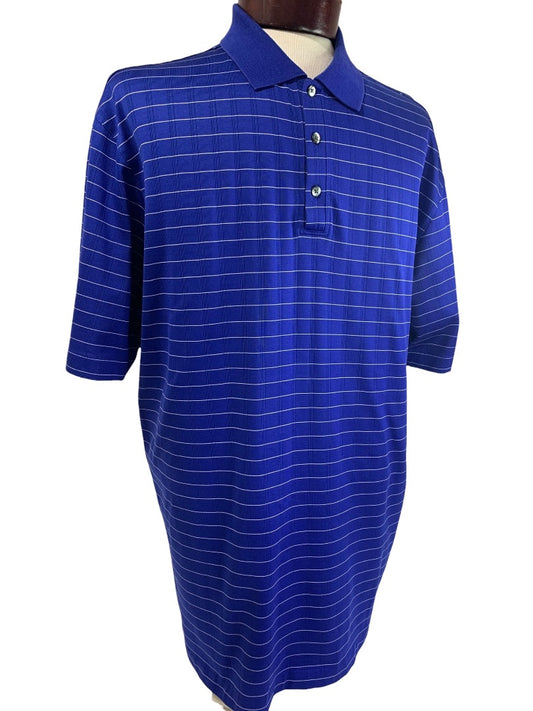 XL Nike Mens Tiger Woods Collection Blue Striped Golf Polo Shirt