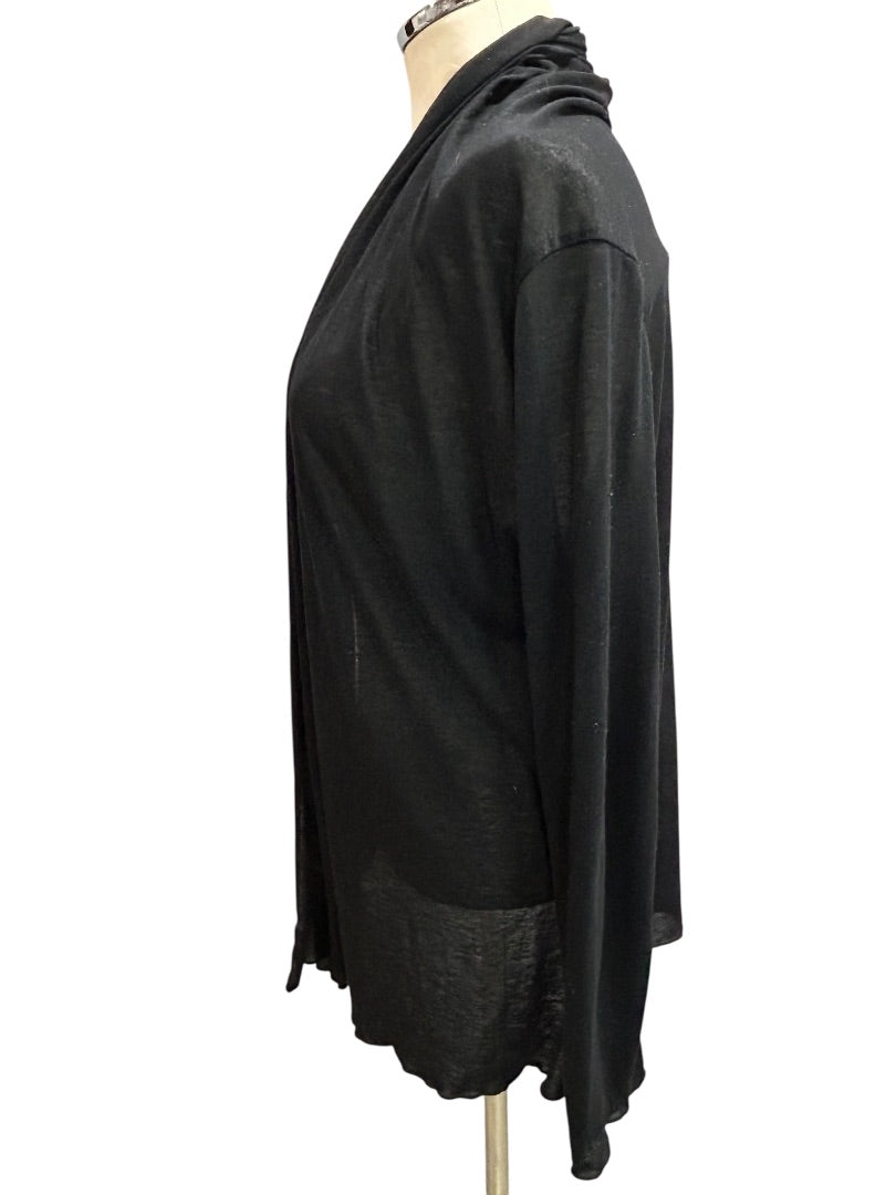 Medium BCBG Max Azria Black Lightweight Knit Open Cardigan Shirt