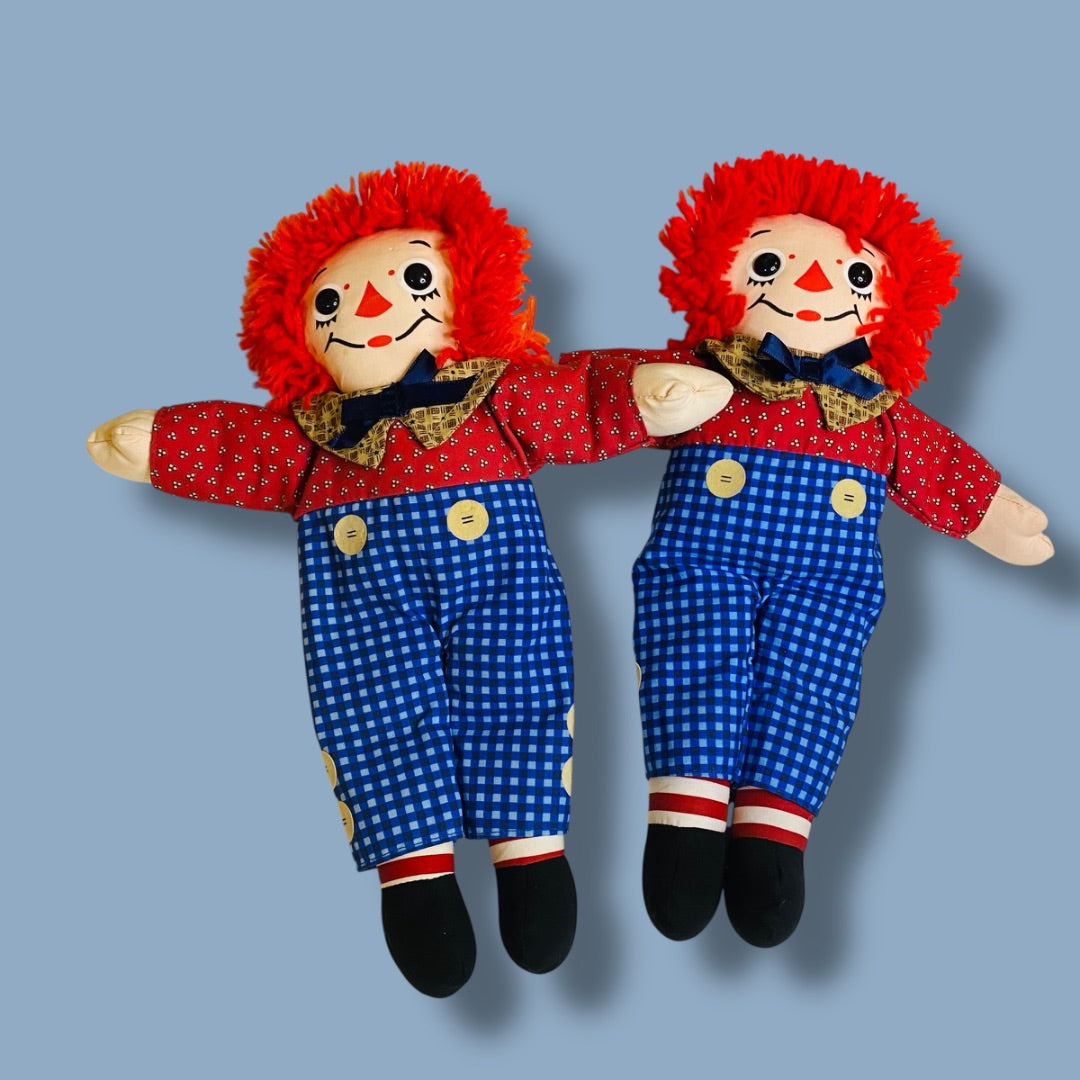 1996 Pair of Commemorative Raggedy Andy Rag Dolls Hasbro 12"