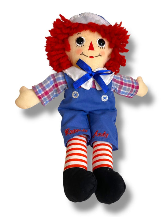Vintage Raggedy Andy Rag Doll 12" Button Eyes Embroidered Face