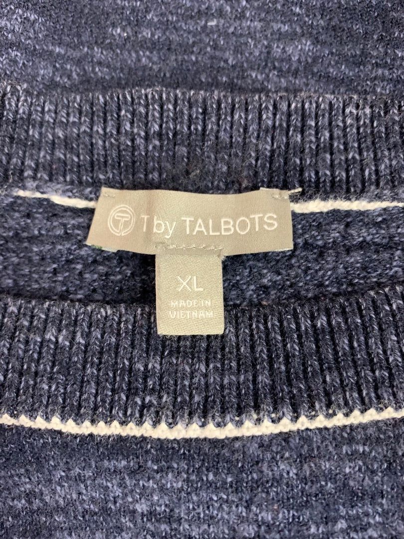 XL T by Talbots Womens Navy Blue Heather Pullover Sweater Casual
