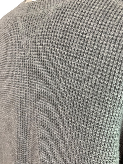 Large Lucky Brand Mens Waffle Knit Sweater Gray Crewneck