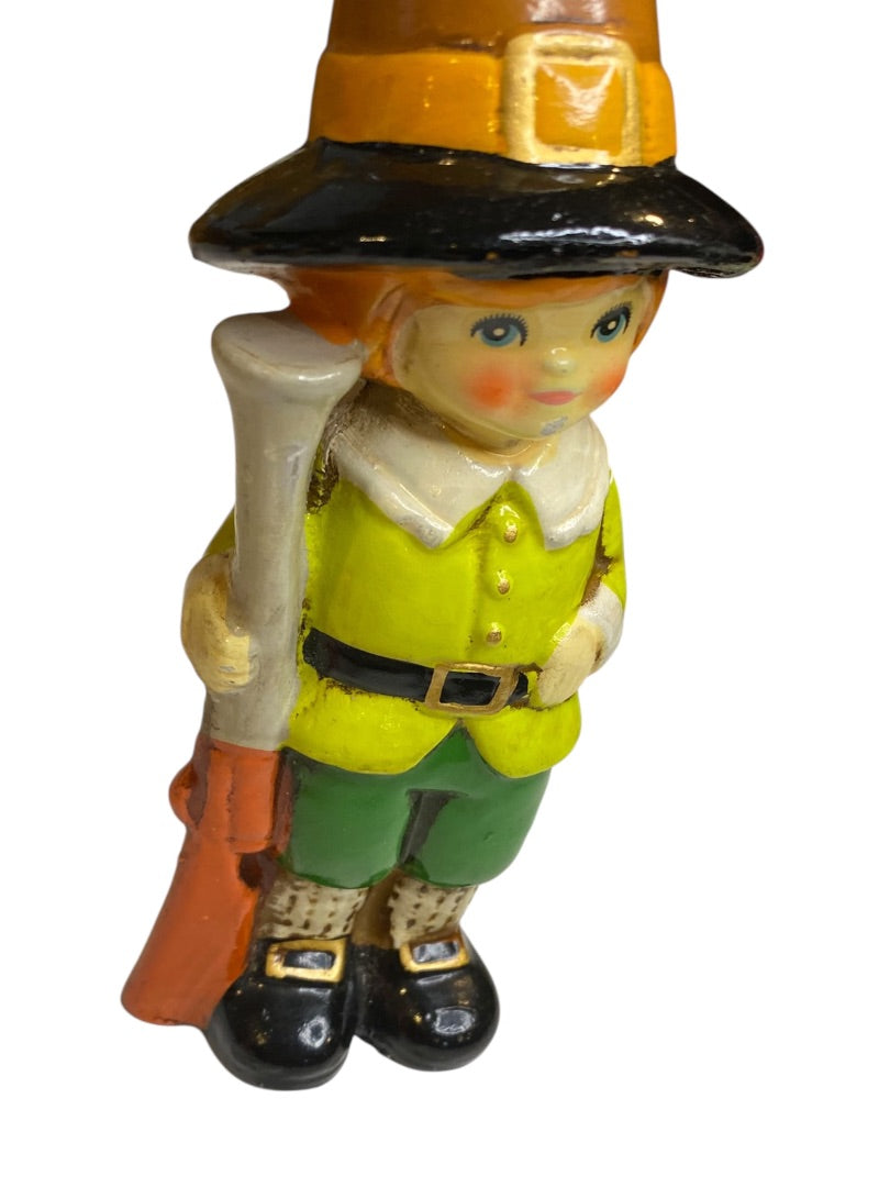 Vintage Napco Japan Papier Mache Pilgrim Boy Figurine M-8228 6.5"