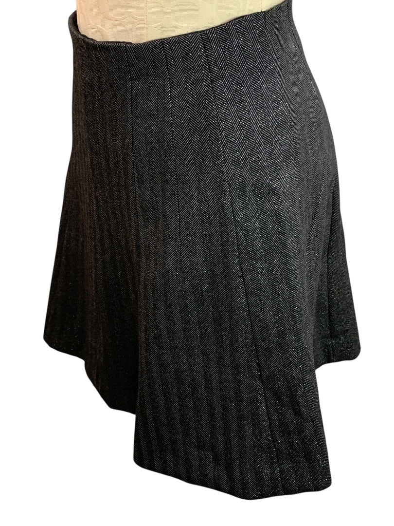 Size 2P Loft Petites Black Silver Herringbone A-Line Skirt