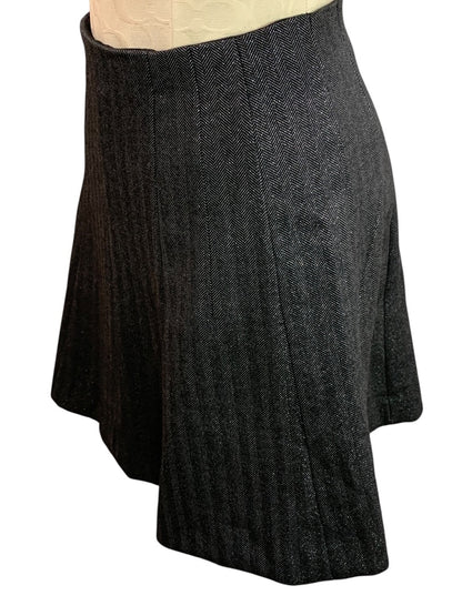 Size 2P Loft Petites Black Silver Herringbone A-Line Skirt