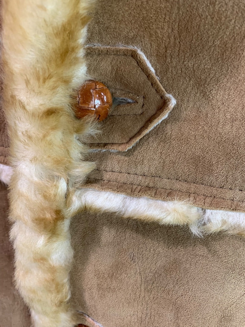 3XL Vintage Marlboro Man Suede Sheepskin Shearling Coat Jacket Rugged