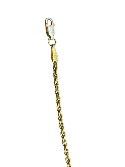 7" Gold Plated Rope Chain Bracelet Stamped 925