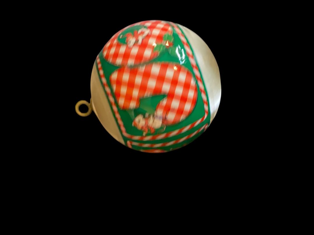 Vintage Satin Spun Christmas Ball Ornament Joy Mice 2.8" Diameter