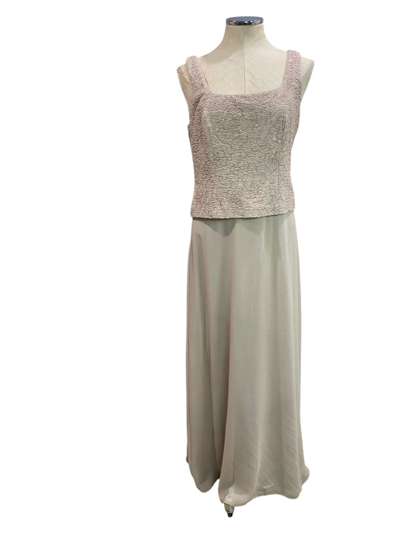 Size 8 Alex Evenings Taupe Sleeveless Dress with Jacket Full Length