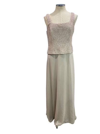 Size 8 Alex Evenings Taupe Sleeveless Dress with Jacket Full Length