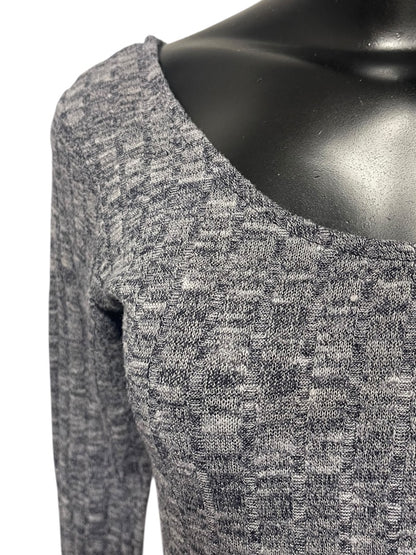 Medium Ultra Flirt Ribbed Fitted Womens Top Marled Purple Scoop Neck