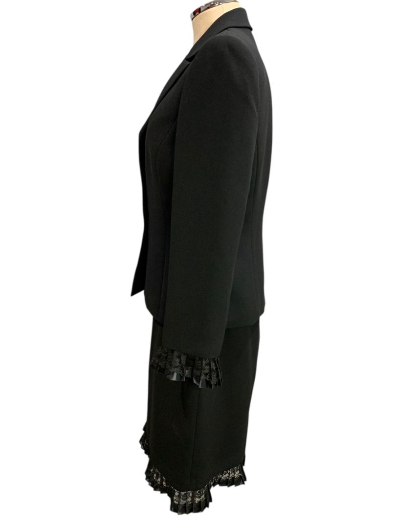 Size 6 Tahari Womens Black Skirt Suit Jacket Arthur S Levine Lace Trim