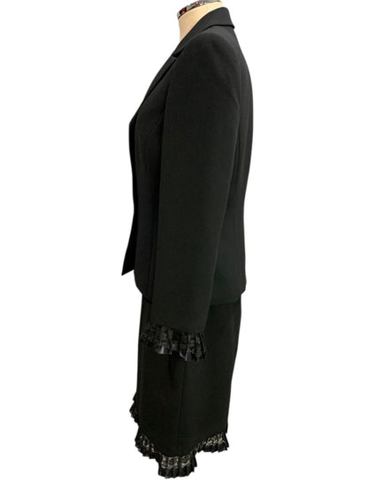 Size 6 Tahari Womens Black Skirt Suit Jacket Arthur S Levine Lace Trim