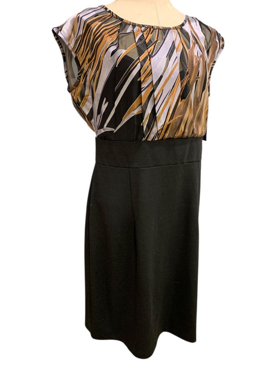 Size 14 AGB Dress New Black Skirt Metallic Color Sheer Bodice Lined