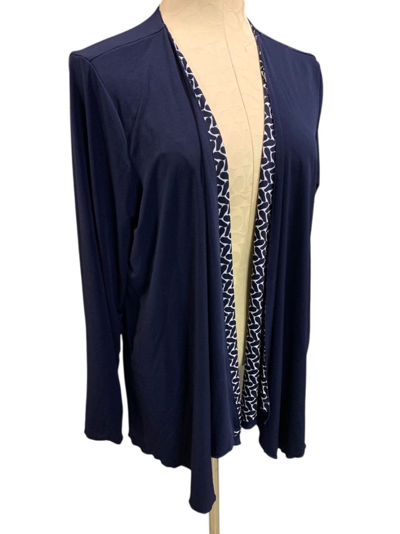 Size XL Womens Navy Blue Reversible Lagenlook Jacket Open