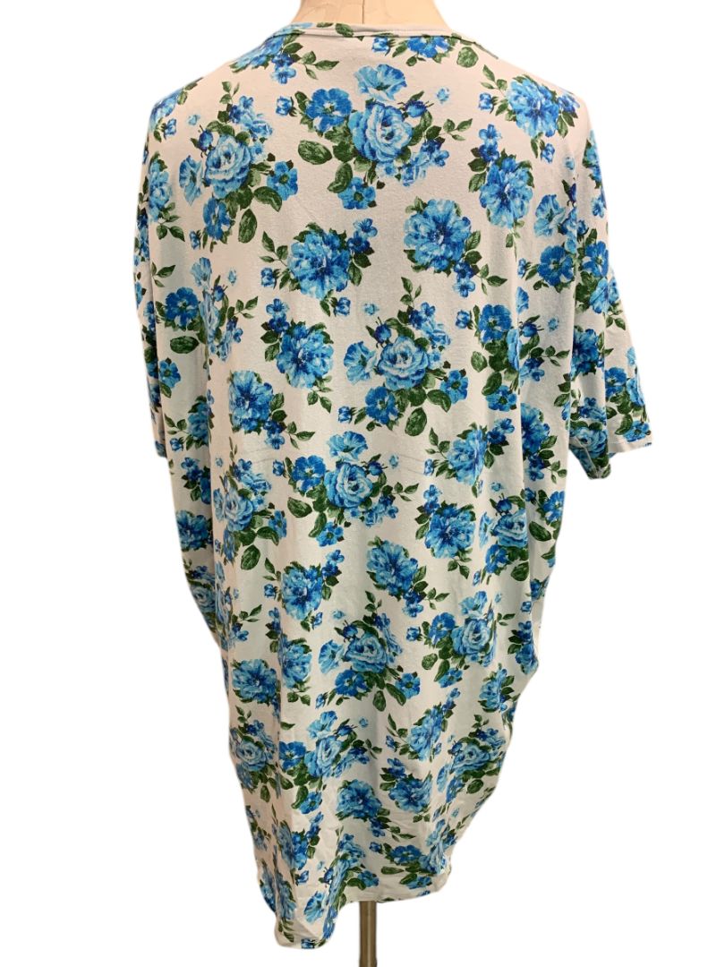 Size XL LulaRoe Womens Hi Lo Tunic Top Shirt 1/2 Sleeve Blue Rose