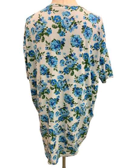 Size XL LulaRoe Womens Hi Lo Tunic Top Shirt 1/2 Sleeve Blue Rose