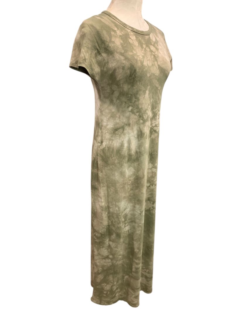 Size XS LulaRoe Maria Tshirt Maxi Dress Tie Dye Olive Green Tan