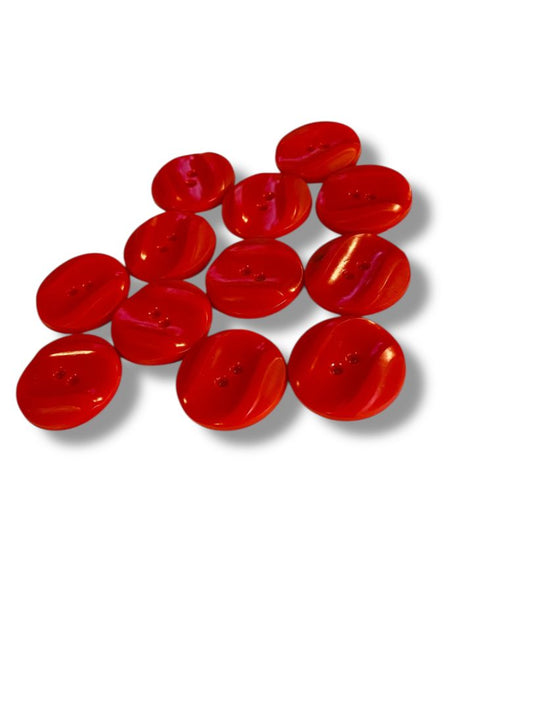 Set of 12 Midcentury Red Plastic Buttons  Craft Sew 1" Diameter