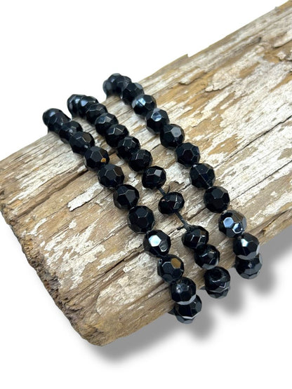 Set of 3 Black Stretch Bracelets Shiny Faceted Beads