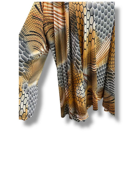 Size 3X LBisse Womens Shirt Pullover Faux Cardigan Abstract Reptile Print