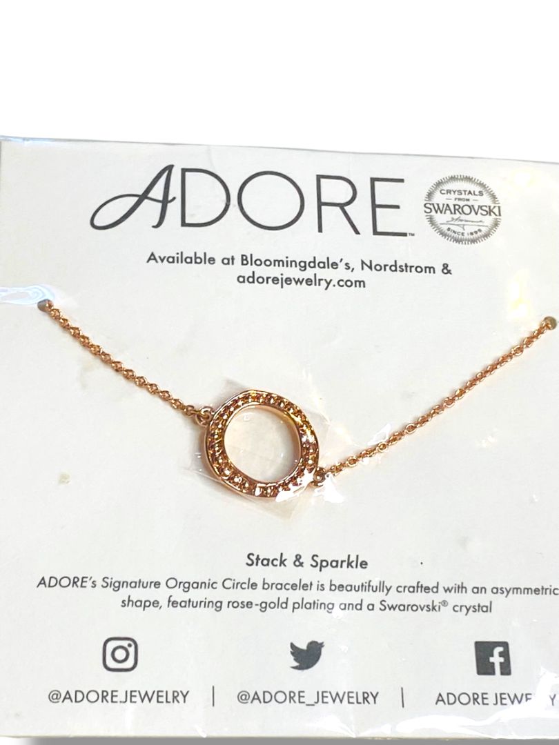 Adore Swarovski Stack and Sparkle Bracelet Rose Goldtone Organic Circle New
