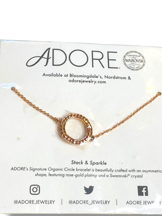 Adore Swarovski Stack and Sparkle Bracelet Rose Goldtone Organic Circle New
