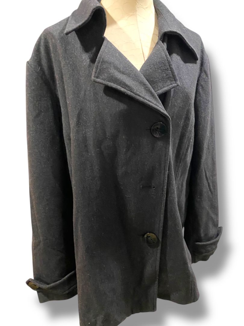 Size 2X Weather Tamer Womens  Wool Blend Coat Charcoal Dark Gray