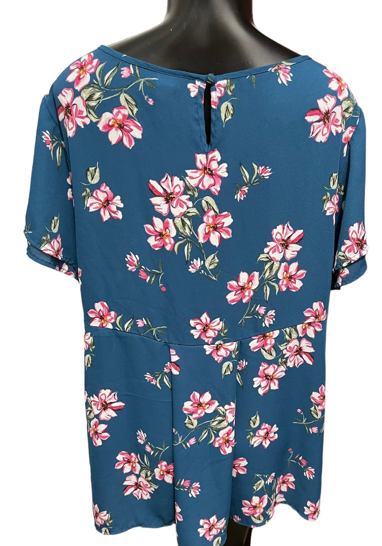 2X Torrid Women's Georgette Flutter Short Sleeve Pullover Blouse