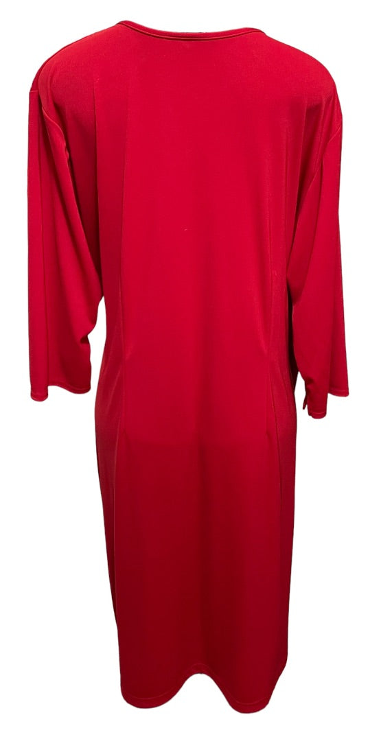 22/24 Lane Bryant Wrap Midi Dress Red Stretch 3/4 Sleeve Mid Calf