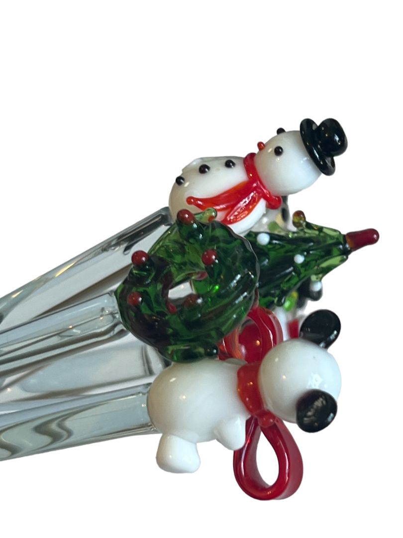 Vintage Blown Glass Christmas Drink Stirrers Swizzle Sticks