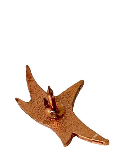 Goldtone Enameled Copper Color Sparkle Lapel Pin Star Starfish 1"