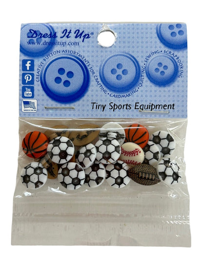 Dress it Up New Pack of 18 Buttons Tiny Sports Equipment Sewing Notions #2227