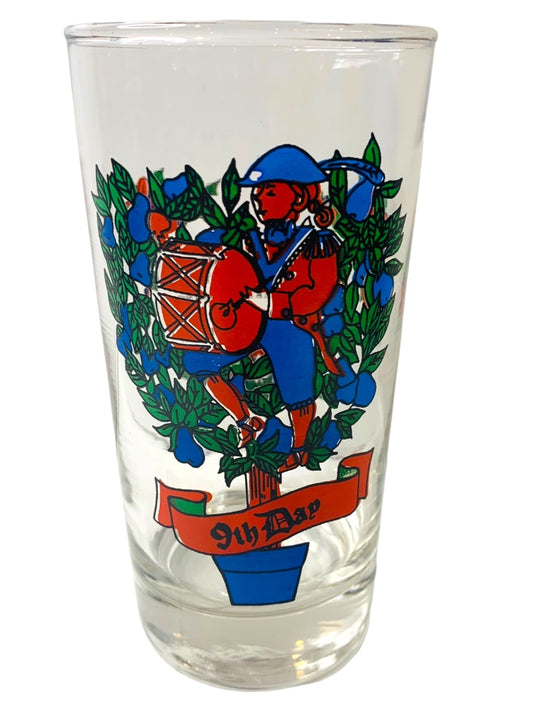 Vintage Tumbler Glass Taylor Smith & T 9th Day of Christmas 10 oz Drinking