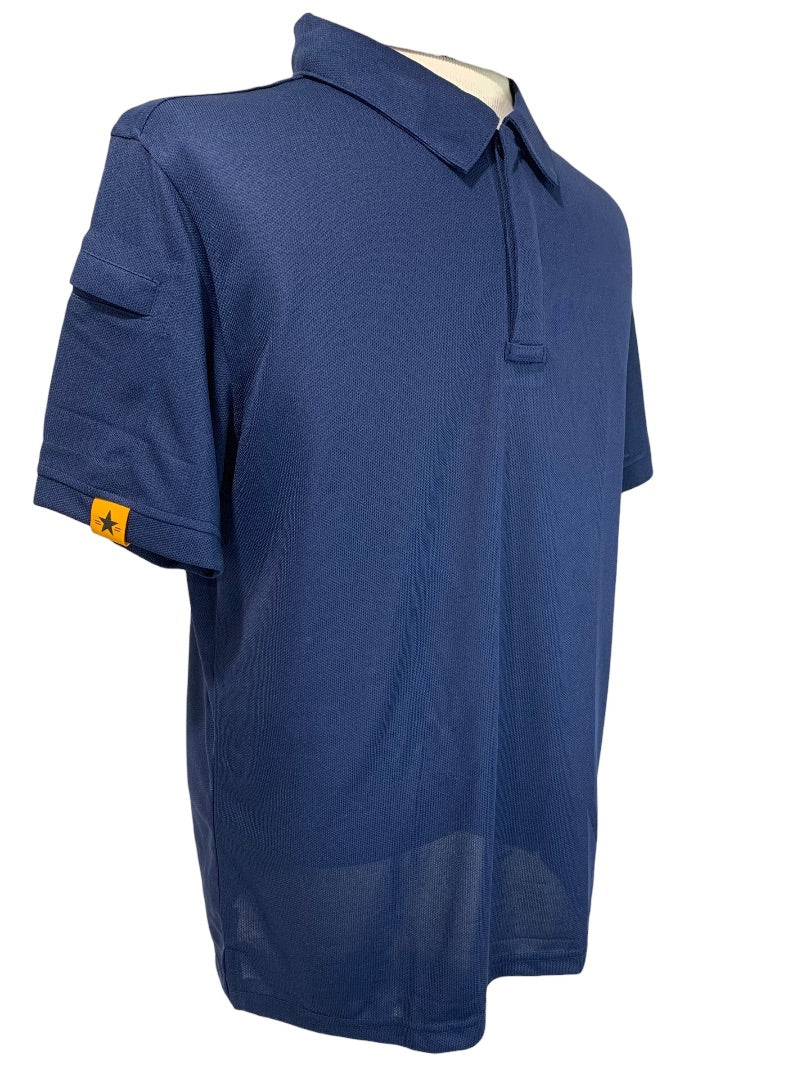 Medium Speed Your Run Mens Navy Blue Moisture Wicking Polo Shirt