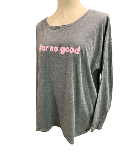 2X Jenni Intimates Womens Gray Jersey Knit 3/4 Sleeve Sleep Shirt "So Far So Good"