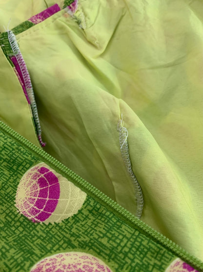 Medium Vintage 1960s One Shoulder Sheath Dress Green Pink