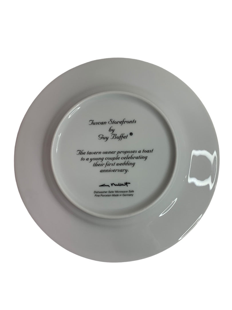 Guy Buffet Tuscan Storefronts Salad Plate Wedding Anniversary Toast 8 Inch
