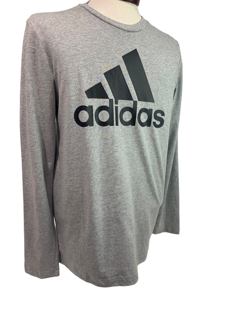 Small Adidas Mens New Long Sleeve Logo Tshirt Gray Heathered H14623