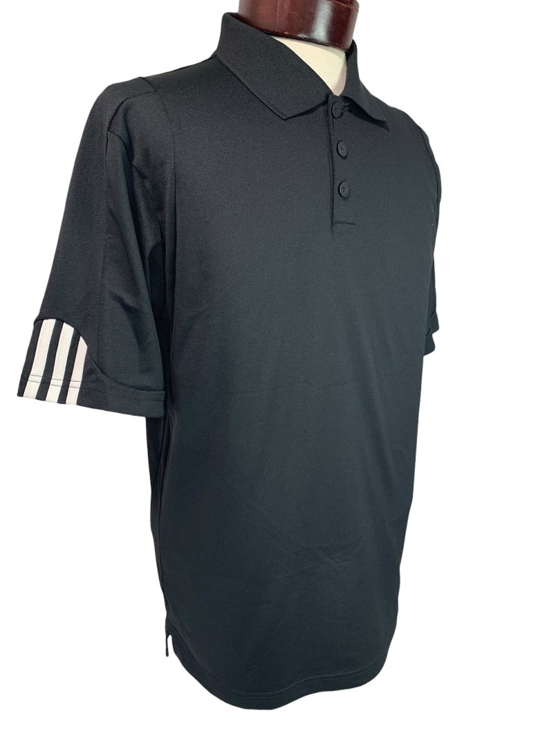 Small Adidas Mens New Black Golf Shirt Polo A76 MCL Stripe Cuff P77781 Climalite