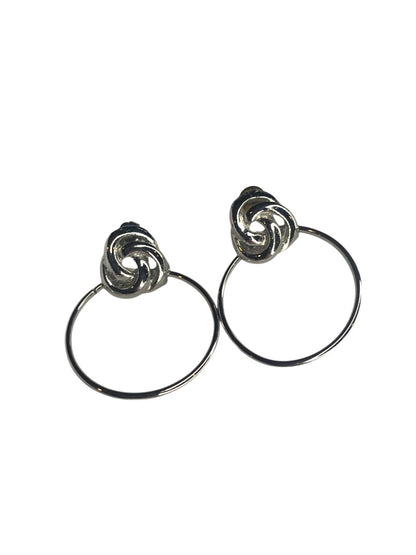 Silvertone Post Pierced Earrings Door Knocker Style 1.5 Inch