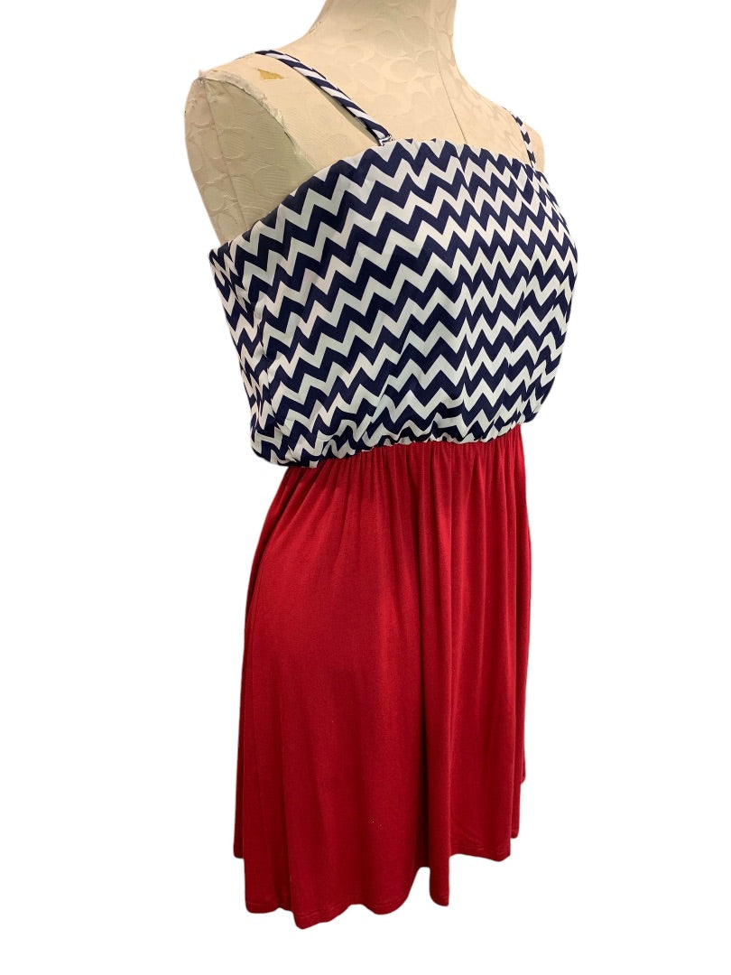 Small Charming Charlie Blocked Dress Convertible Strapless Chevron