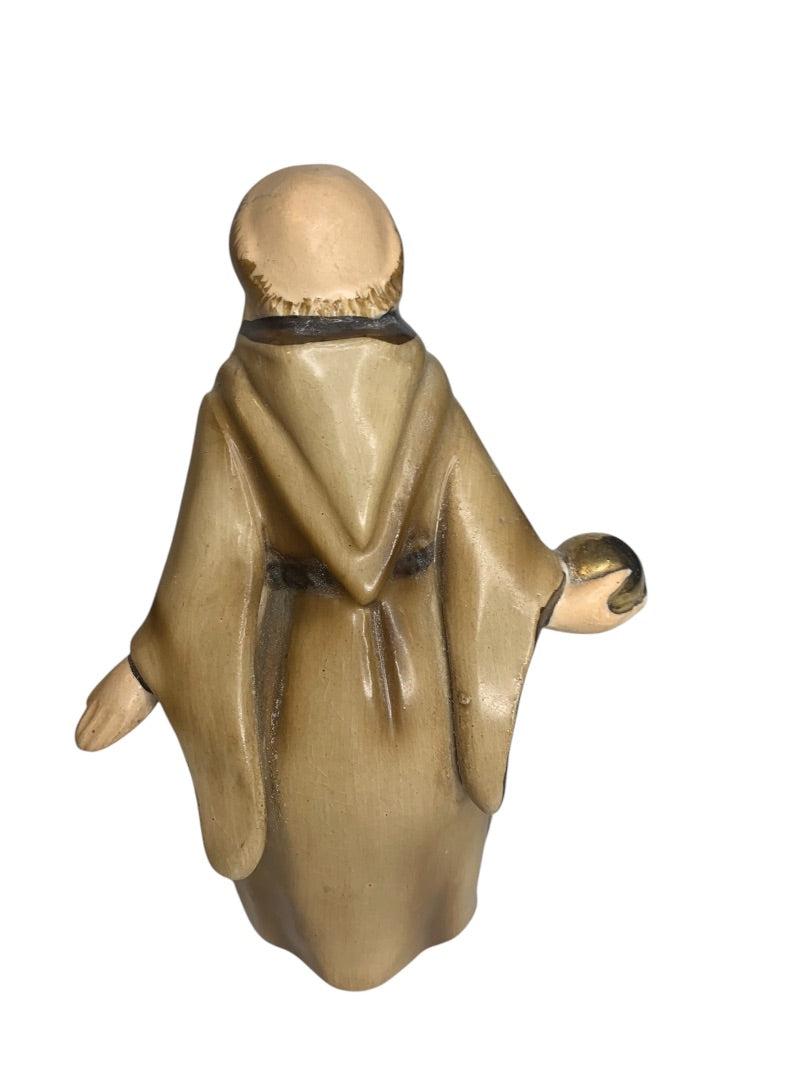 Midcentury Japan Ceramic Monk Figurine 5 Inch Holding Golden Ball